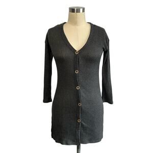 Knitworks Gray Ribbed Stretch Dress: Y2K, 2000s